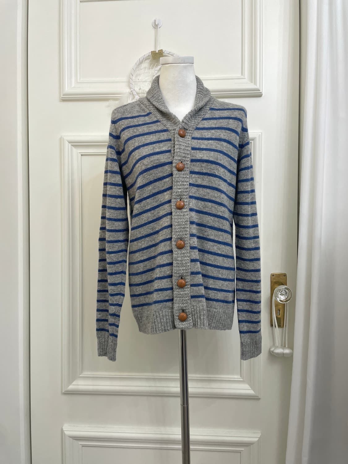 dark gray blue stripe mori cardigan 상품이미지1