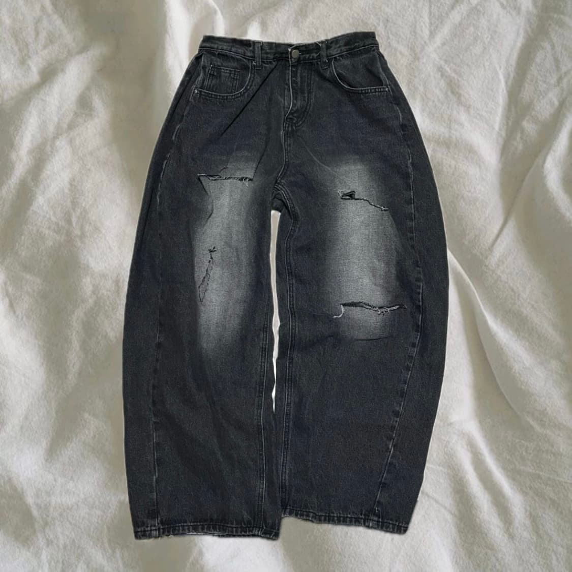 4set)카모 퀼팅 조끼/레터링 롱슬/스냅백 모자/흑청 세트 상품이미지9