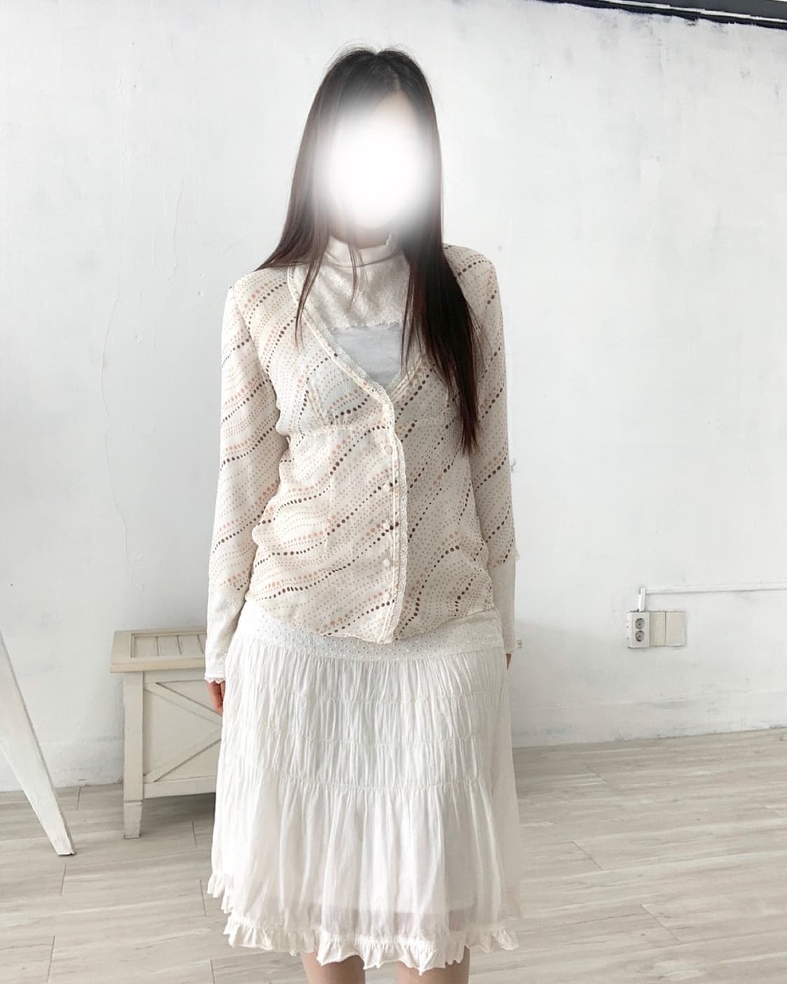 Soft Beige Polka Dot Cardigan 상품이미지8