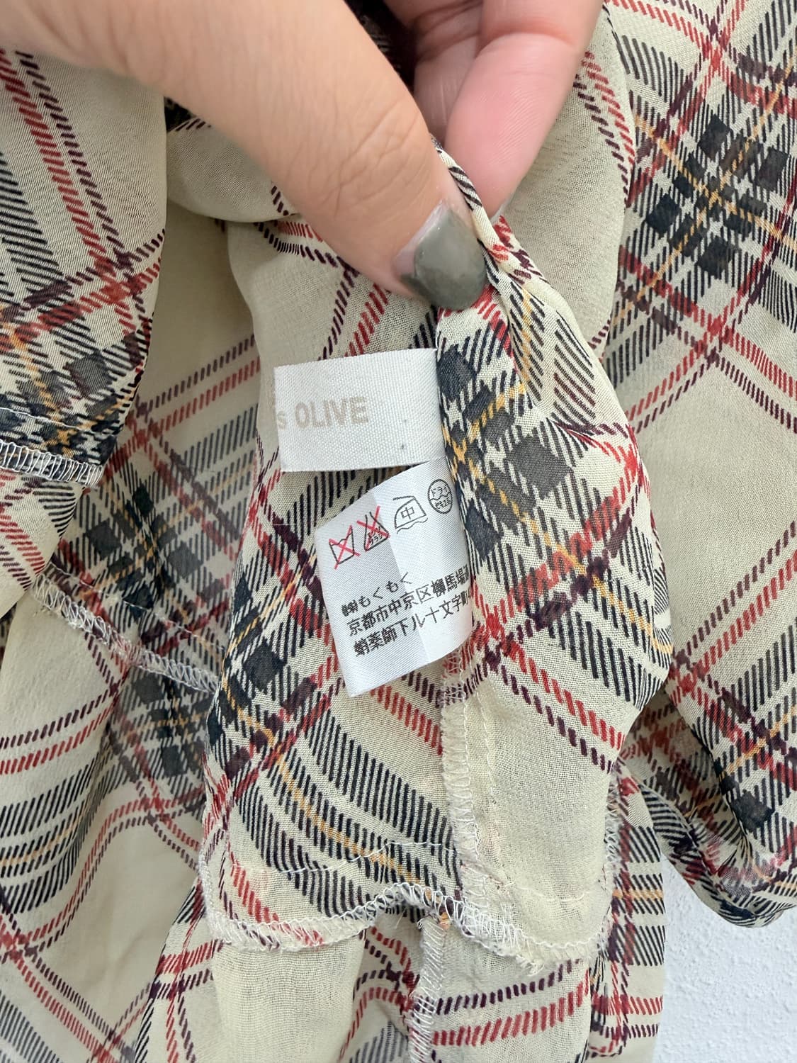 빈티지 olive des olive 체크 시스루 프릴 블라우스 상품이미지6