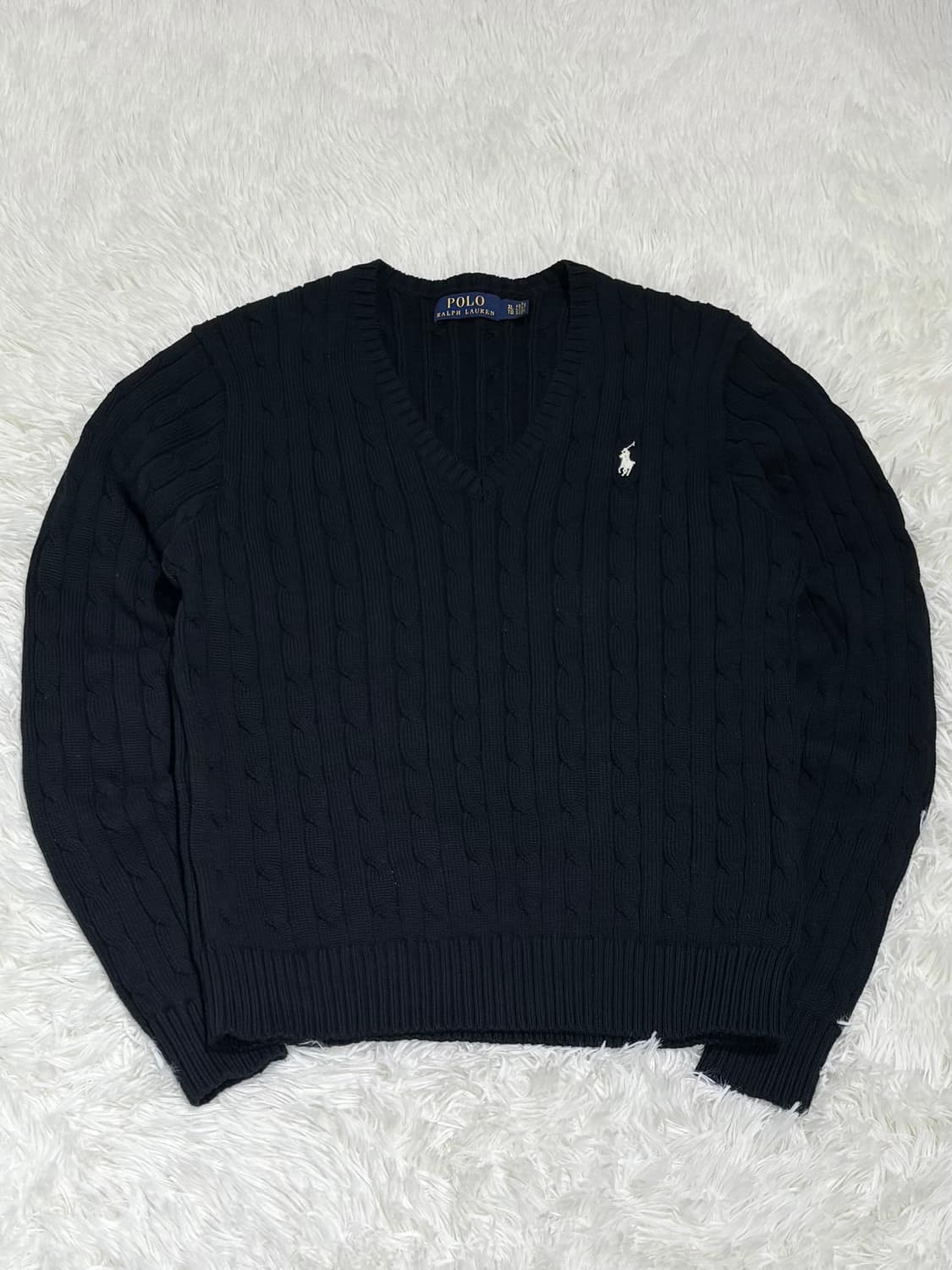 폴로랄프로렌 블랙 포니 케이블 브이넥 니트 상품이미지3