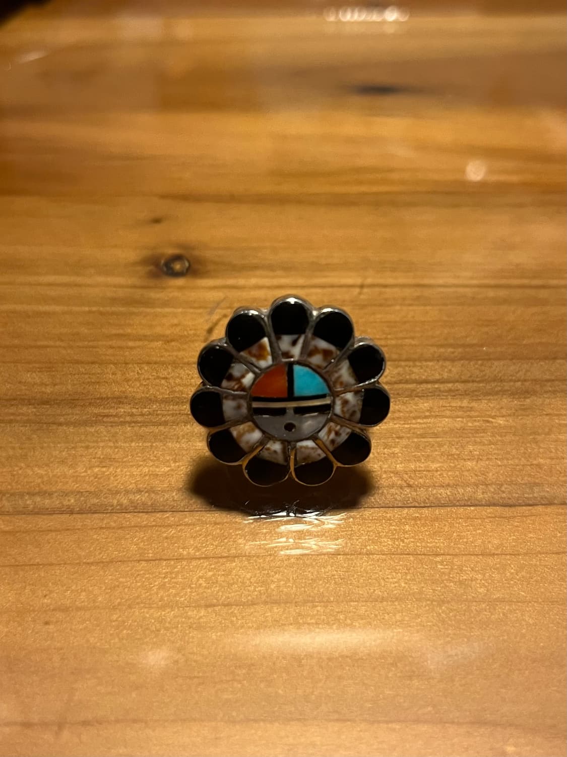 빈티지 오리지널 인디언 쥬얼리 | 주니(Zuni) '썬페이스' 인레이 링 상품이미지2