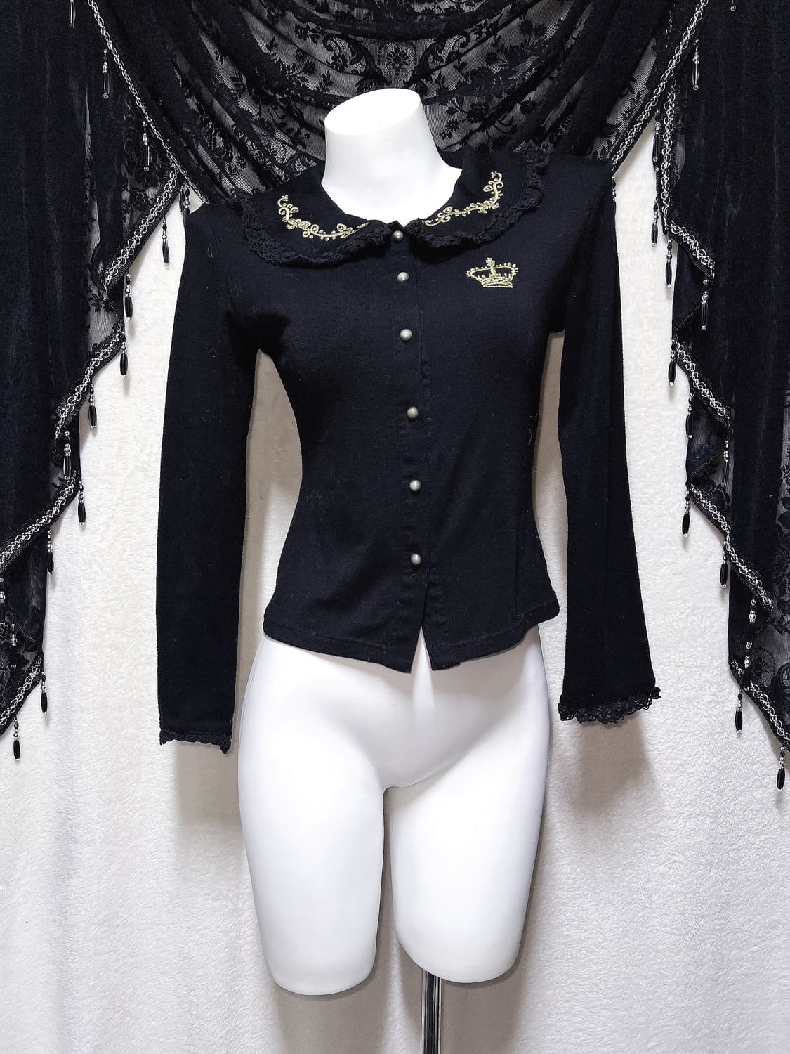 바디라인 로맨틱고딕 고스로리타 펑크 레이스 세일러카라 가디건 자켓 공겜 상품이미지4