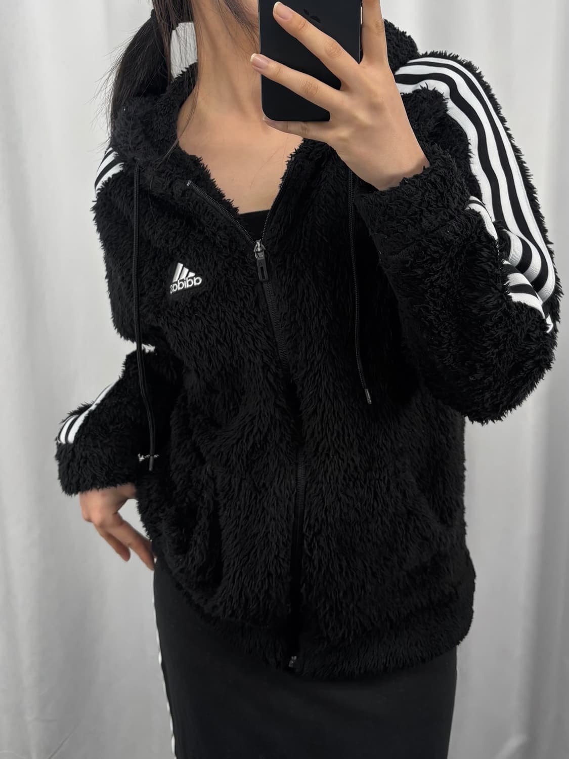 아디다스 블랙 플리스 후드집업 상품이미지1