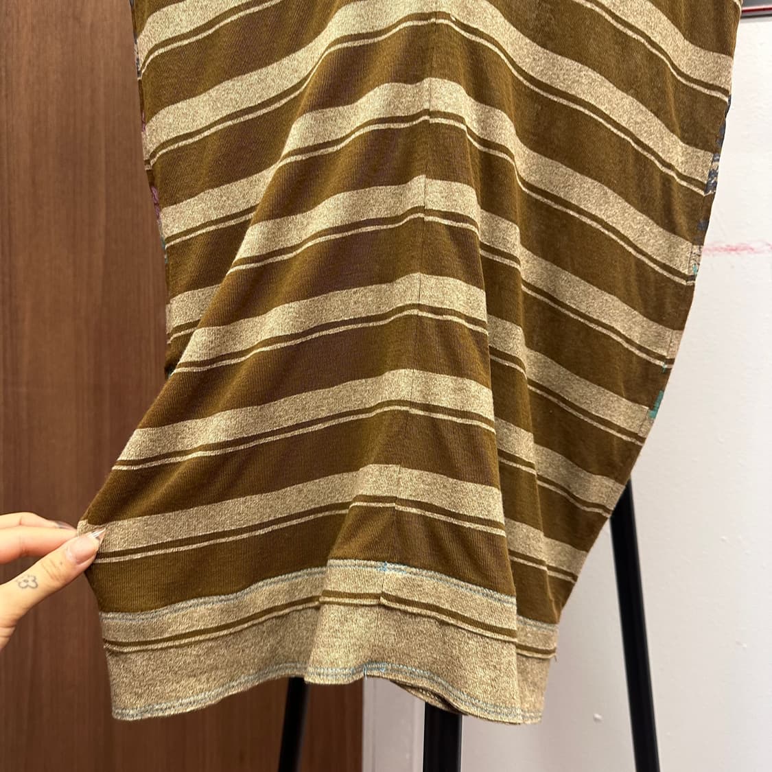 Brown Beige Striped Reprint Sheer Dress  상품이미지8
