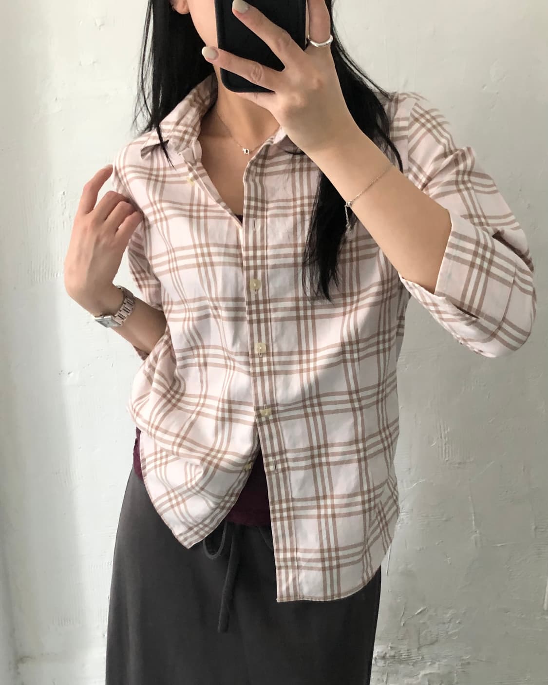 Burberry 버버리 핑크 노바체크 오부 셔츠 블라우스 상품이미지1