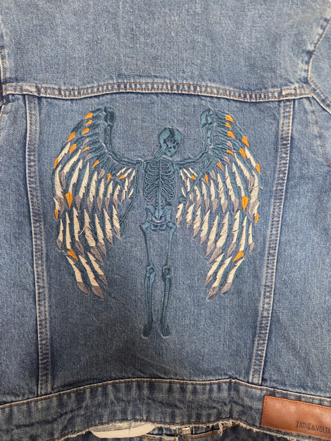 쟈딕앤볼테르 엔젤 윙 스켈레톤 자수 데님 자켓 상품이미지5