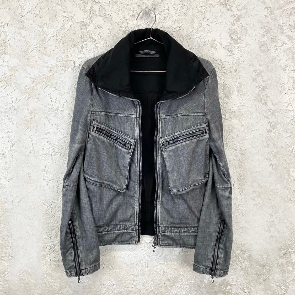 립 반 윙클 워시드 코튼 하이 넥 자켓 상품이미지1