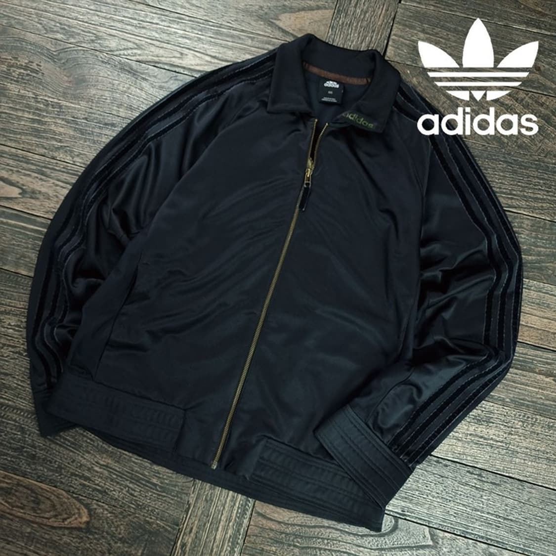 [아디다스] 빅로고 프린팅 올블랙 사틴 져지 트랙탑 자켓 M19589 상품이미지1