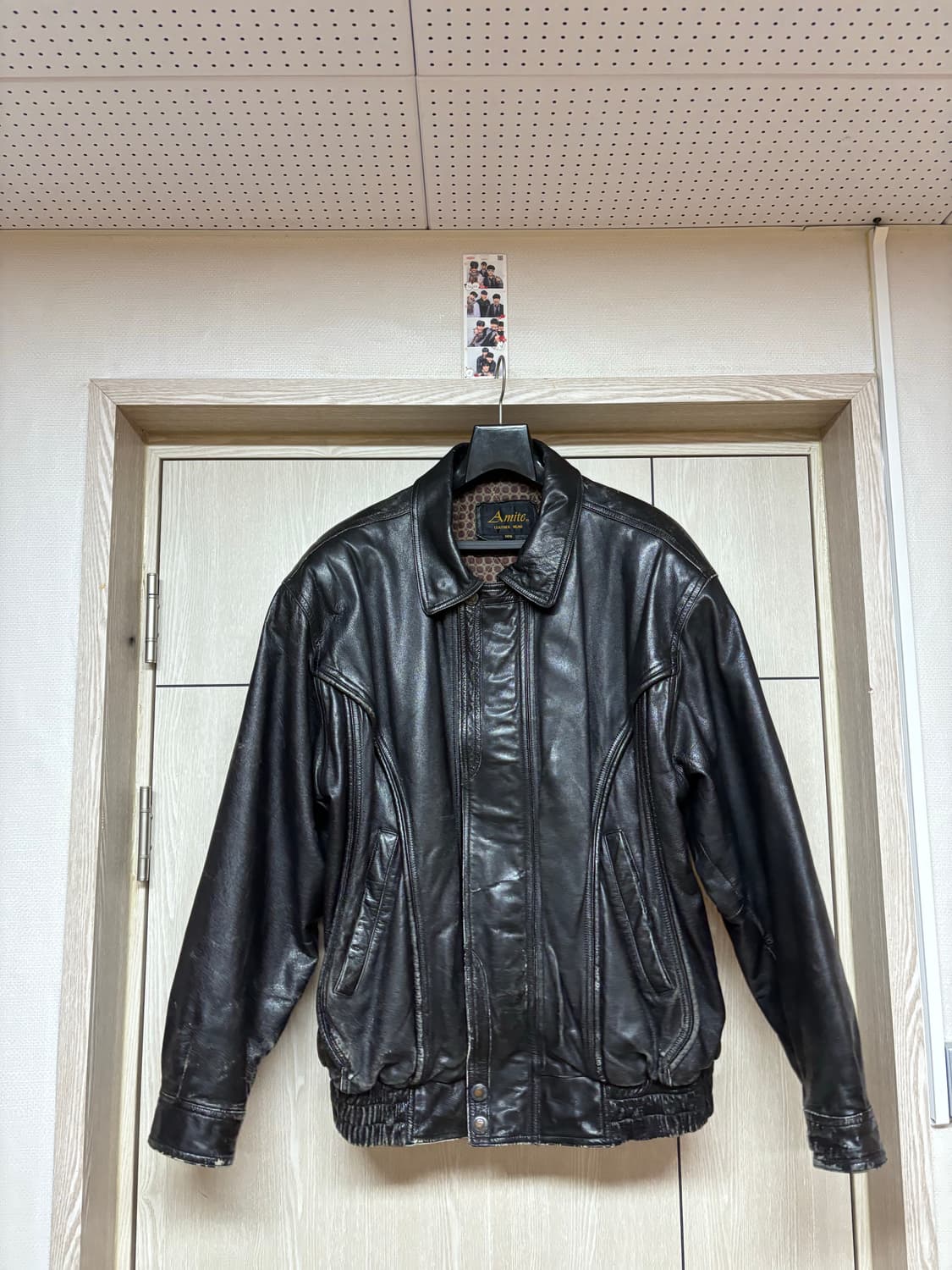 빈티지 레더 봄버 자켓 상품이미지2