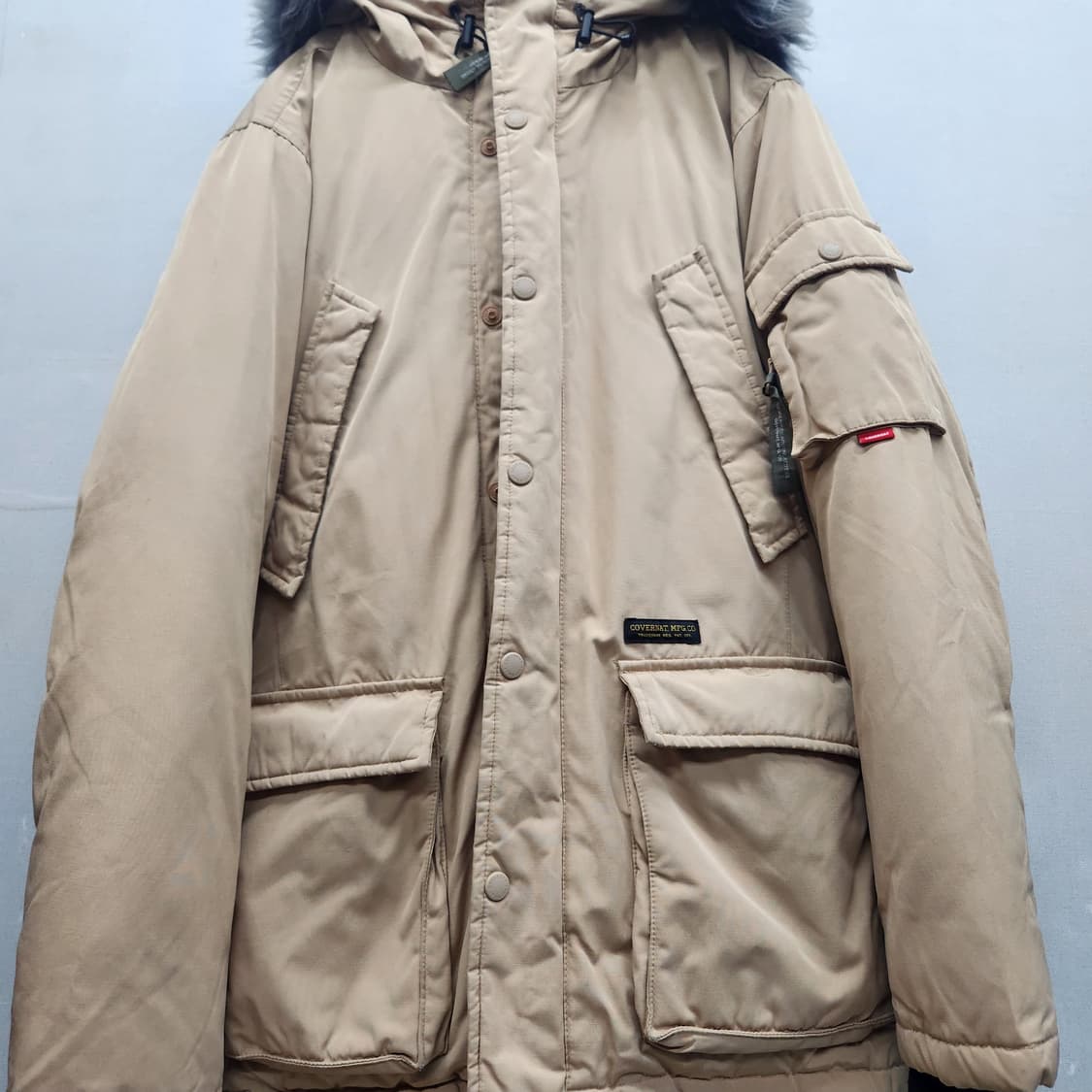 커버낫 덕다운 투톤(라쿤/양털) 후드퍼 야상패딩 M(L) 상품이미지2