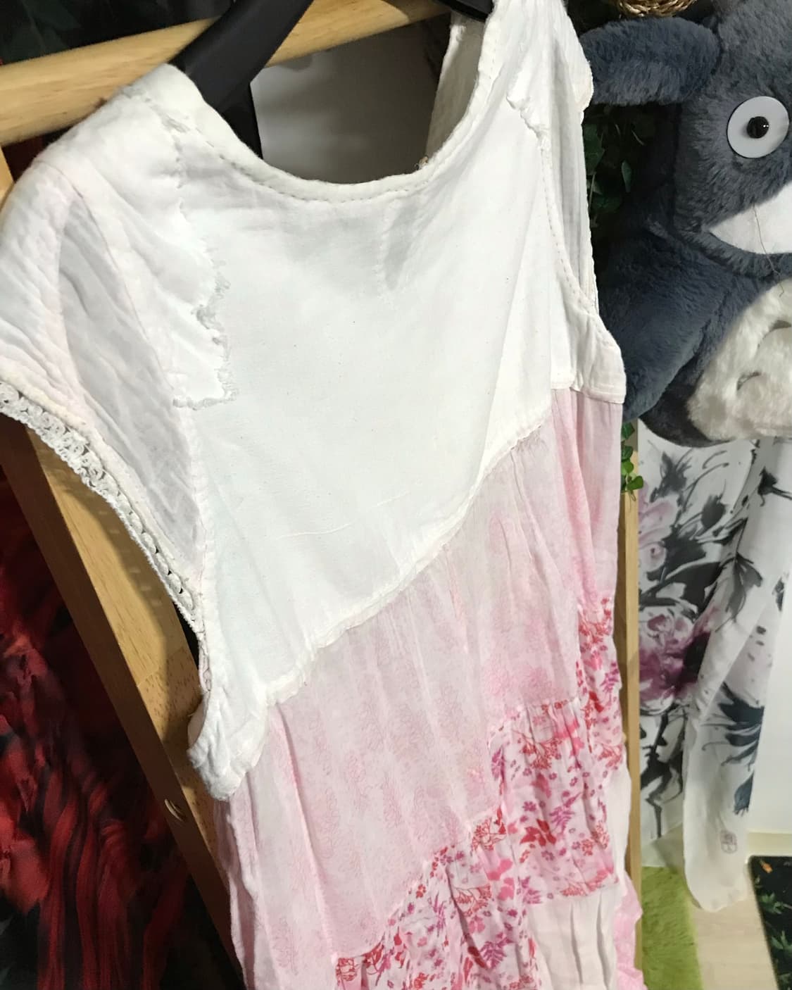 모리걸 잔꽃 핑크 원피스 + 아이보리 니트 크로셰 후드집업 set 상품이미지5