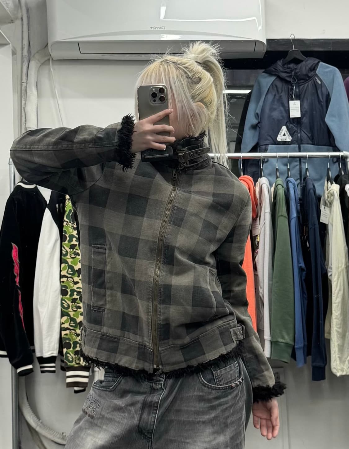 VTG 넥버클 체크 자켓 상품이미지2