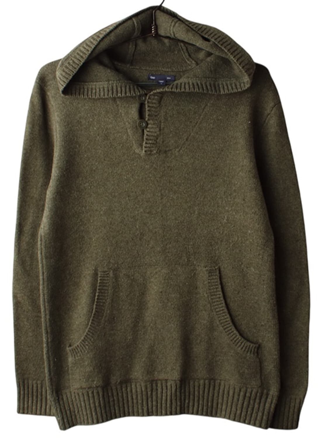 [M] GAP 갭 빈티지 울 블랜디드 하프 버튼 니트 후디 상품이미지1