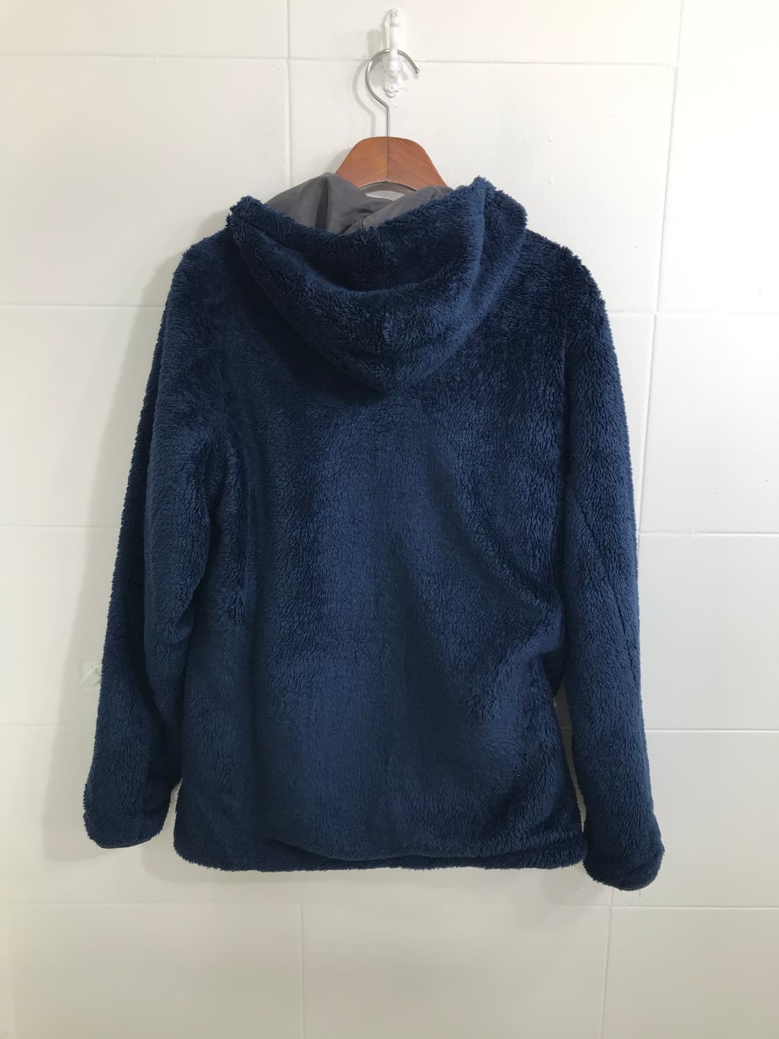 아디다스 네이비 오렌지 롱 후리스 후드 집업 자켓 상품이미지4