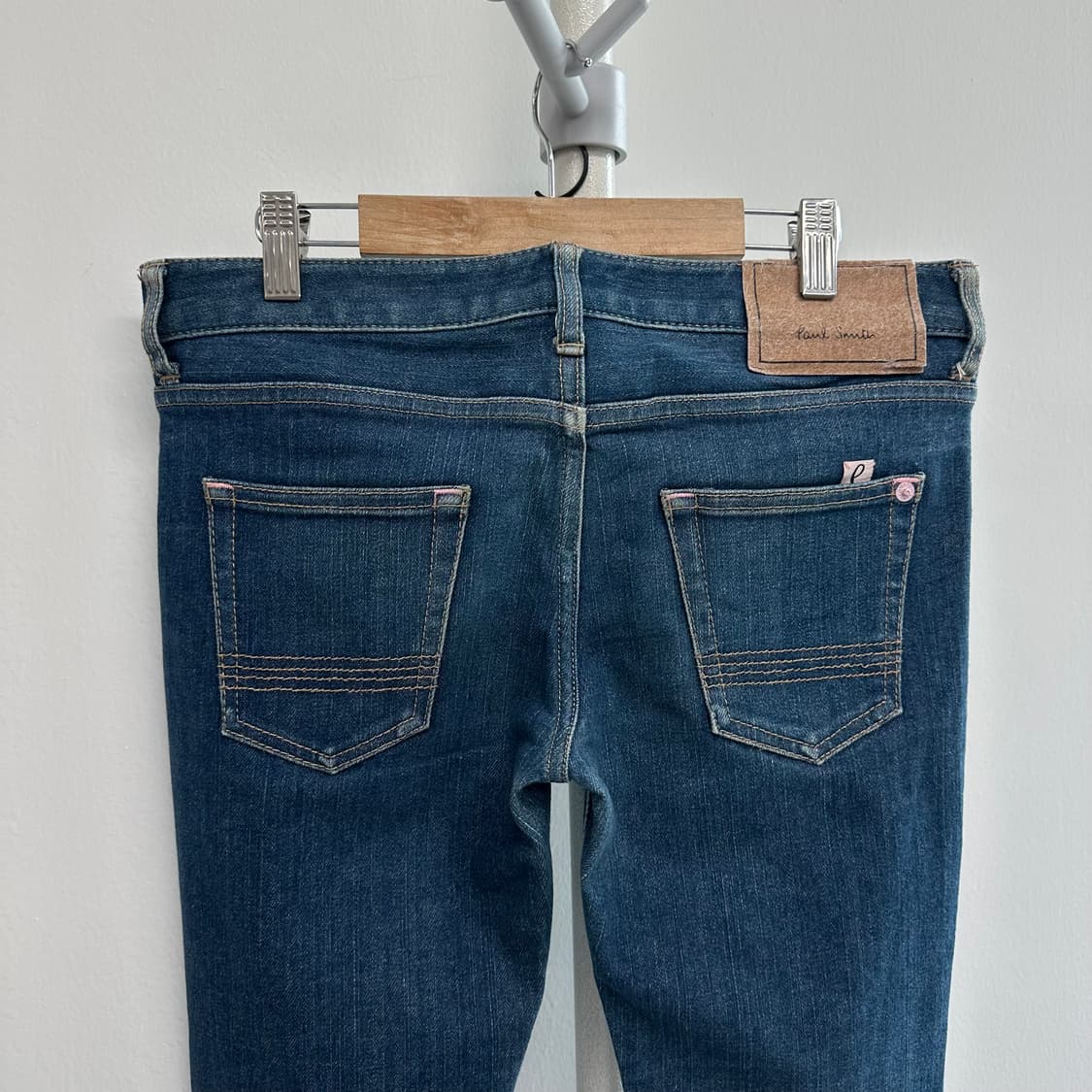 폴스미스 핑크스티치 자수 로고 크롭진 청바지 상품이미지6