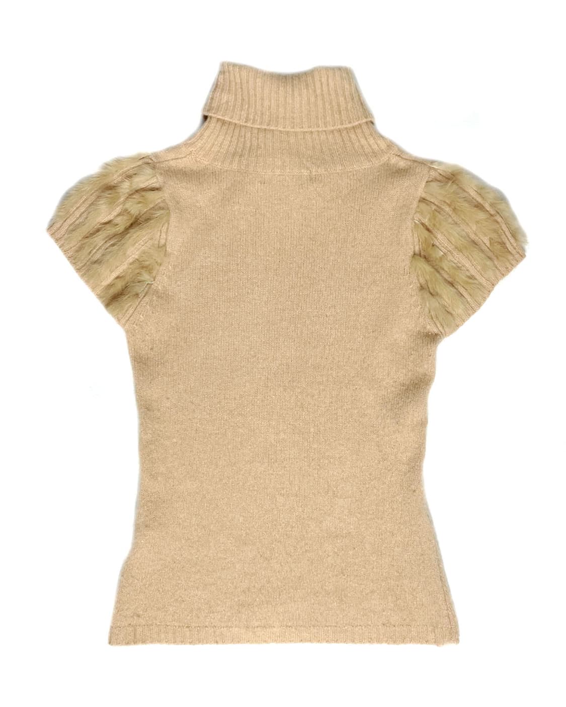 vintage 베이지 퍼 디테일 목폴라  상품이미지2