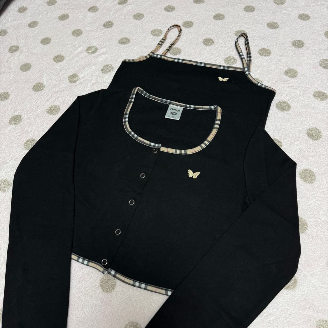 팬시클럽 나비 크롭가디건 나시 세트 상품이미지2