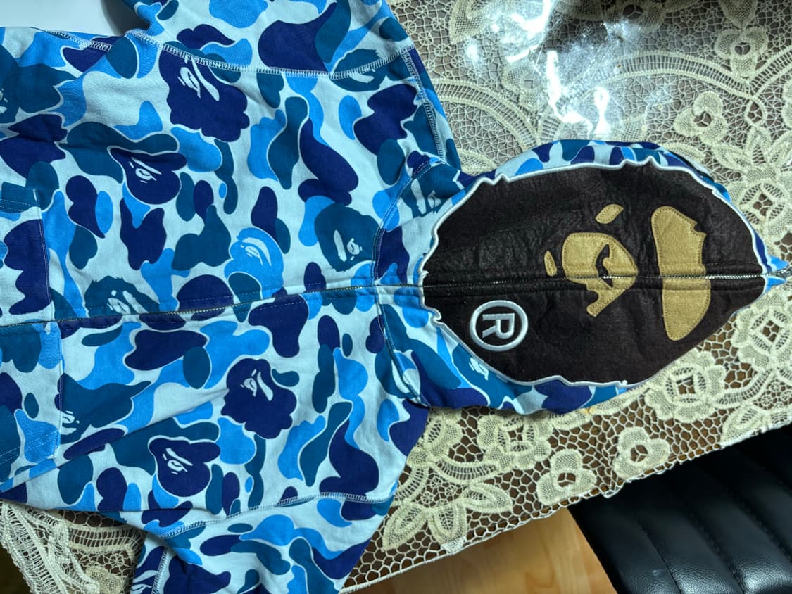 베이프 ABC 카모 세컨드 에이프 풀 집 후드 블루 s사이즈 급처 상품이미지2