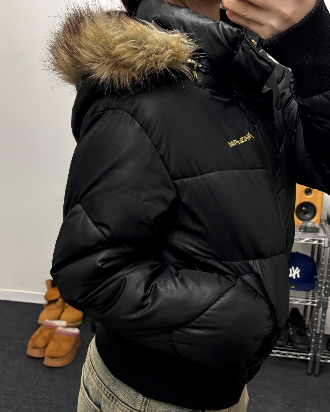 올드 빈티지 퍼 크롭 패딩 점퍼 상품이미지3