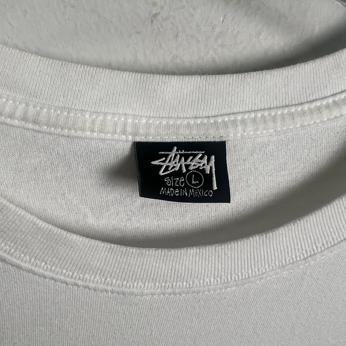 stussy 스투시 베이직 로고 화이트 반팔 티셔츠 L 상품이미지4
