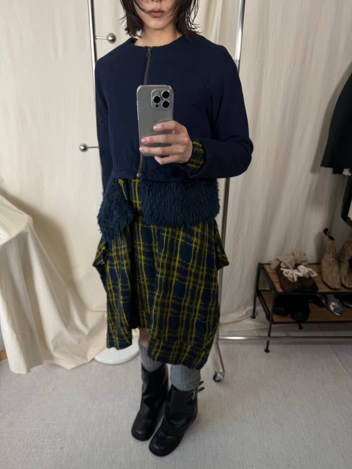 Zucca 체크 울 원피스 상품이미지3