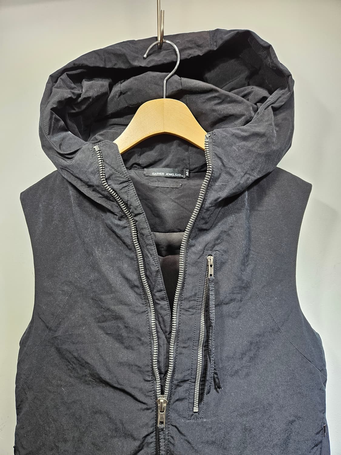 블랙 후드 오리털 조끼 M 상품이미지5