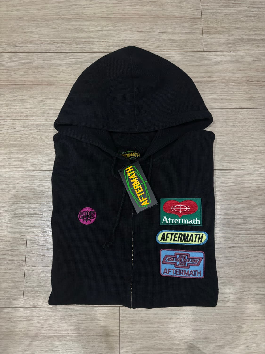 새상품) 애프터매스 와플 집 후디 블랙 L 상품이미지1