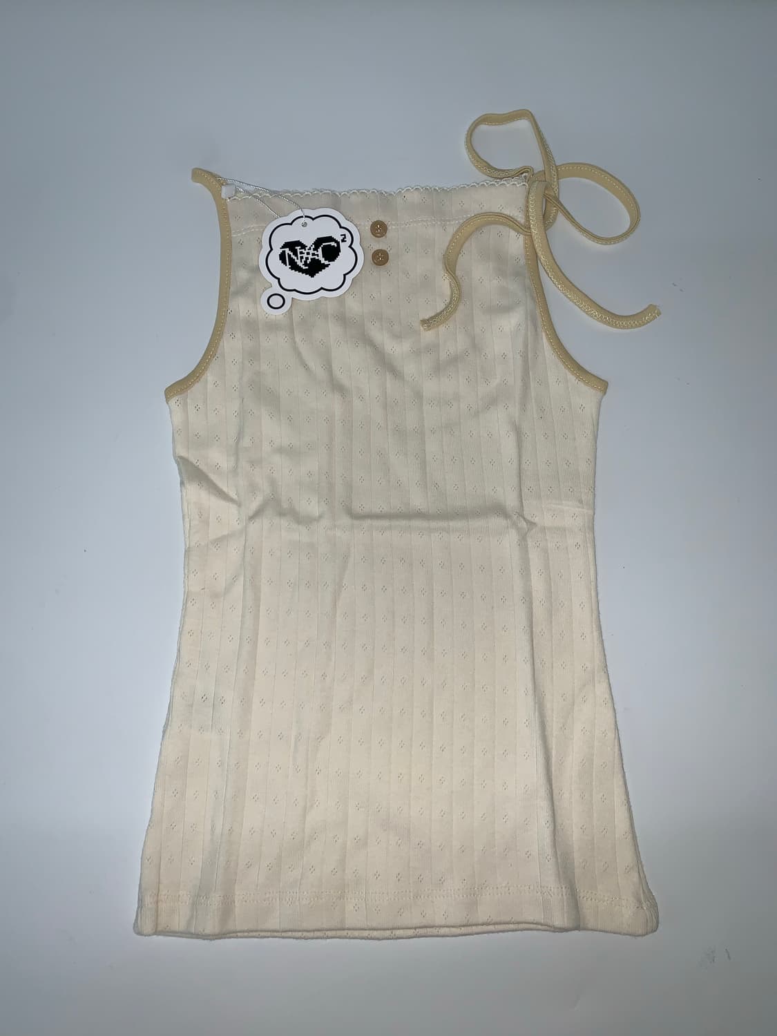 PIPED RIBBON STRAP SLEEVELESS TOP BUTTER 상품이미지7