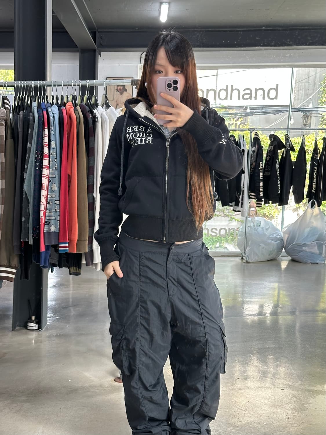 아베크롬비 자수 리브드 디테일 울프죠 코튼 후드자켓 상품이미지2