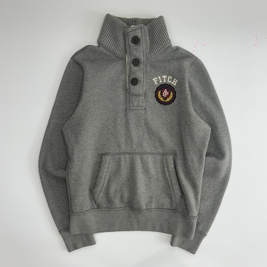 Abercrombie 아베크롬비 하이넥 버튼업 그레이 롱슬리브 상품이미지3