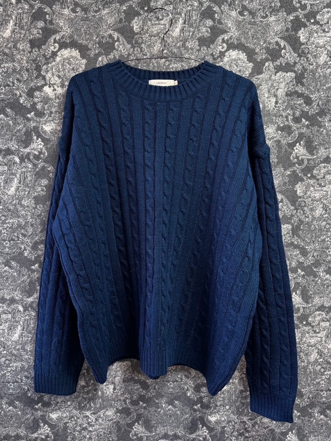 vintage  빈티지 꽈배기 네이비 니트 상품이미지2