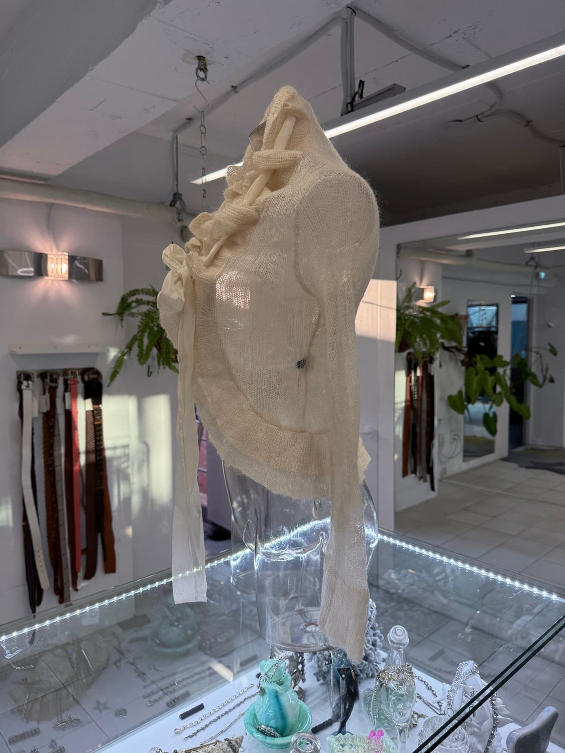 scarf layered mohair knit cardigan 상품이미지3