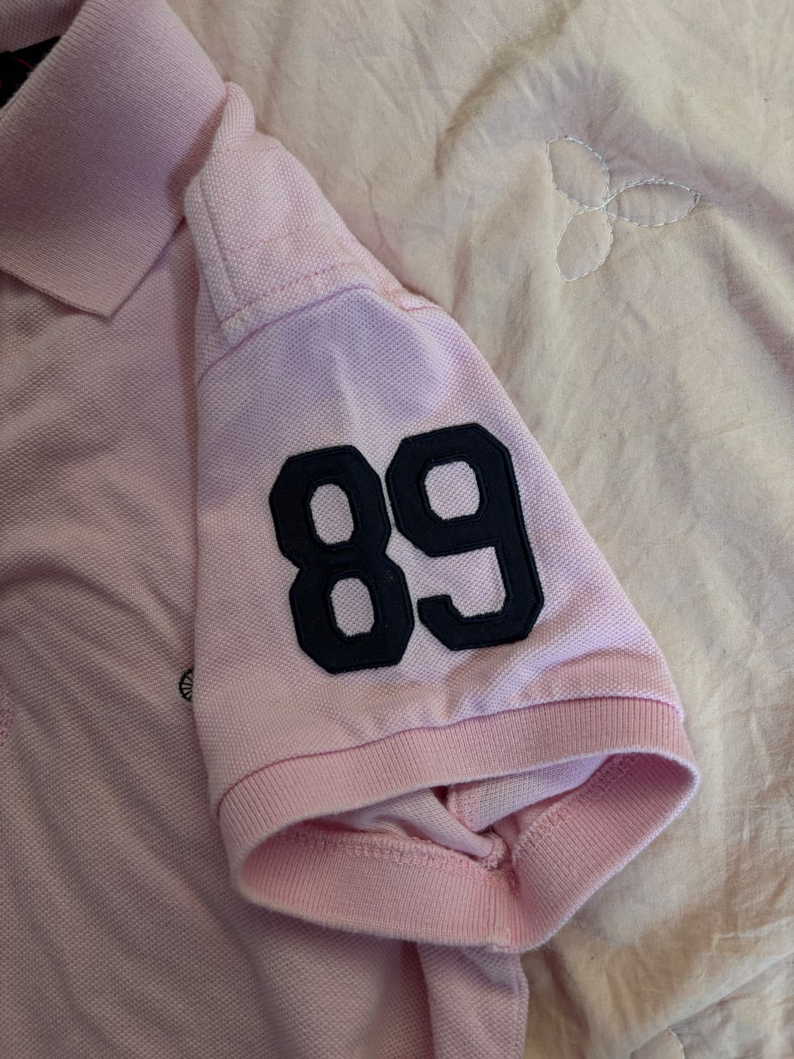 Y2K 대장 빈폴 연핑크 카라 반팔티 상품이미지2