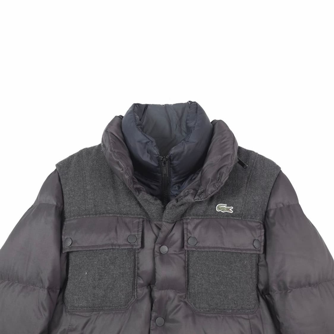 라코스테 울 배색 다크그레이 구스다운 숏패딩 상품이미지3
