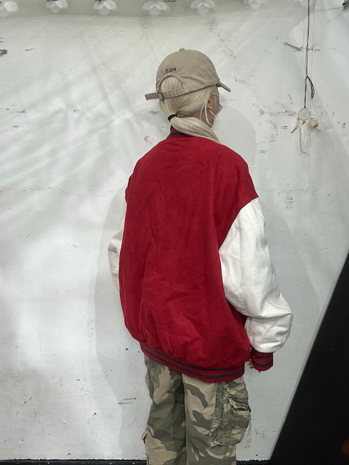 일본 빈티지 WEGO 레드 가죽 바시티 점퍼 스타디움 자켓 L 상품이미지3