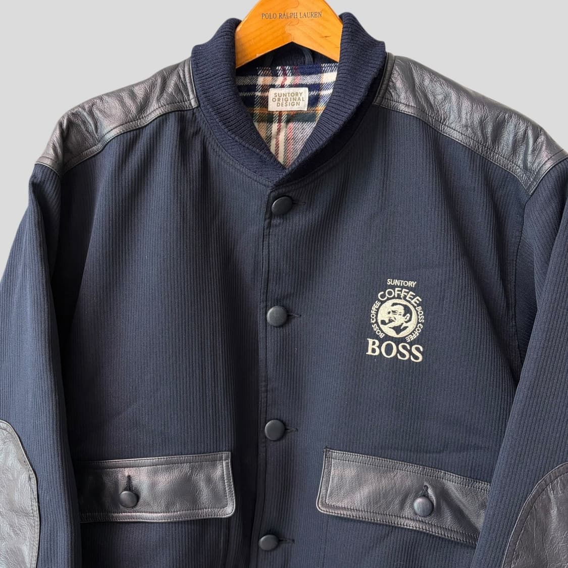 (L)산토리 보스 커피 카우레더 봄버자켓 상품이미지2