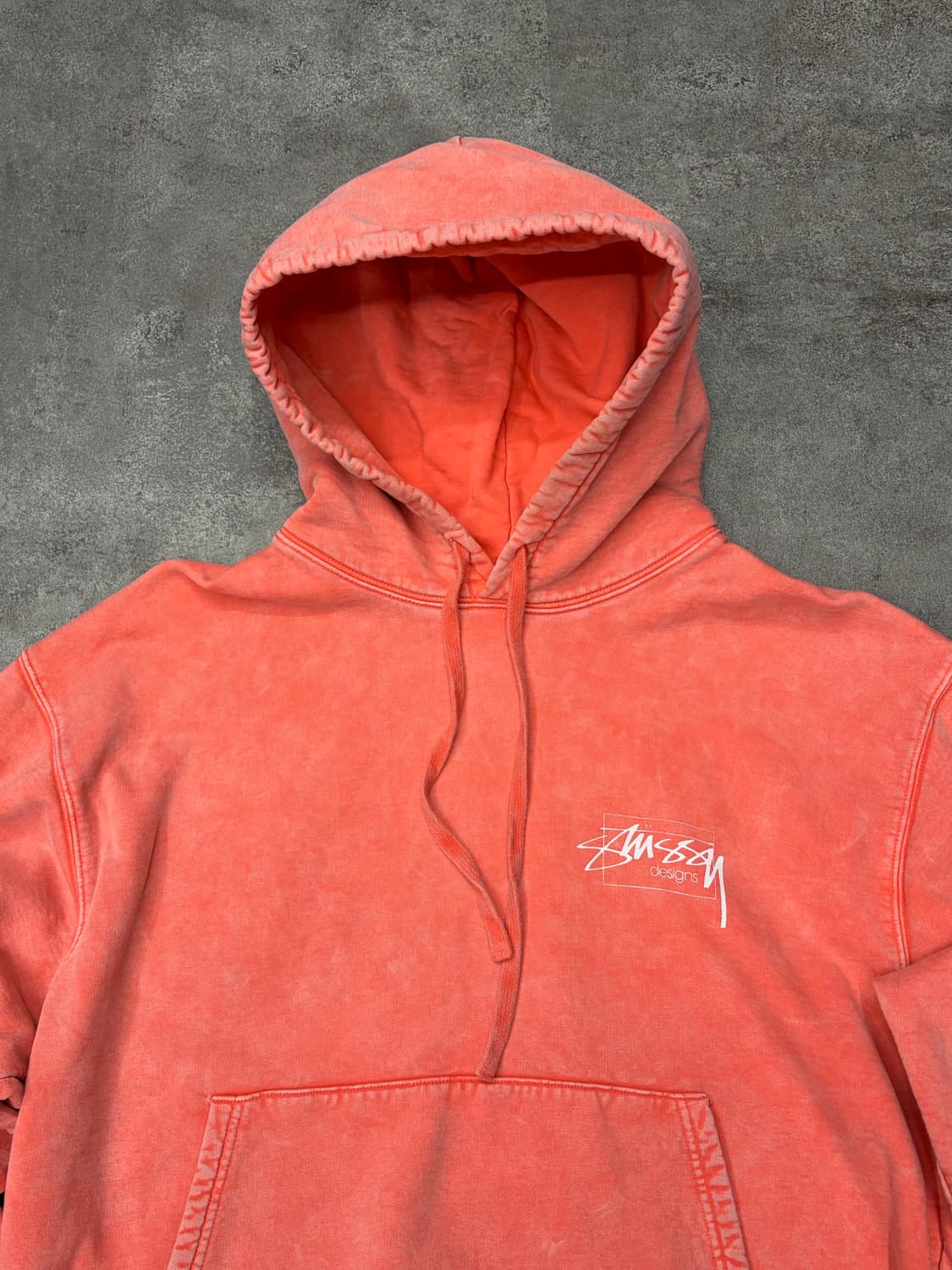 스투시 스펠아웃 워싱 후드티 코랄 상품이미지3