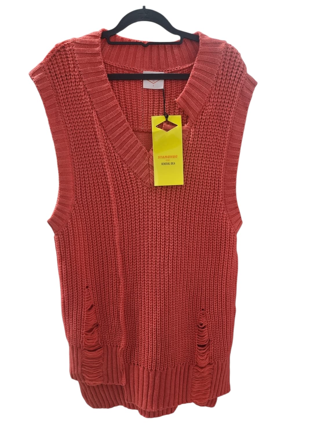 미사용 새상품) 스탠다드 제너럴아이디어 니트 v넥 디스트로이드 베스트 상품이미지1