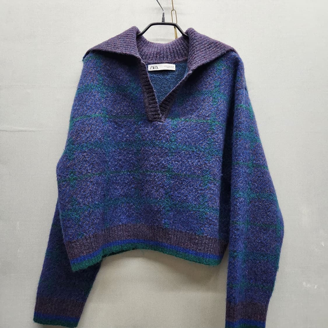 자라 ZARA 체크 카라 크롭 니트 M(L) 상품이미지1