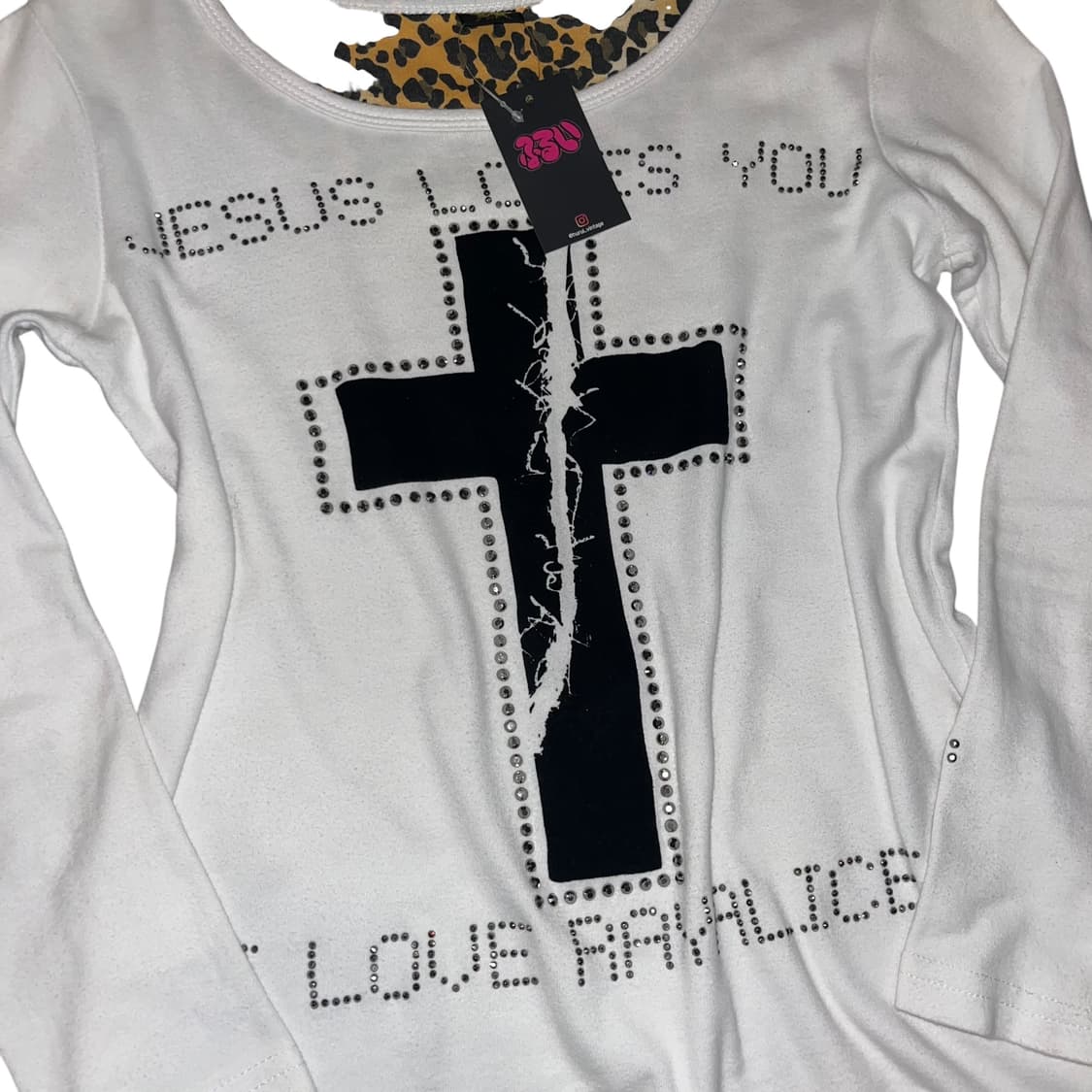 십자프린팅 큐빅 긴팔티 갸루y2k 상품이미지2