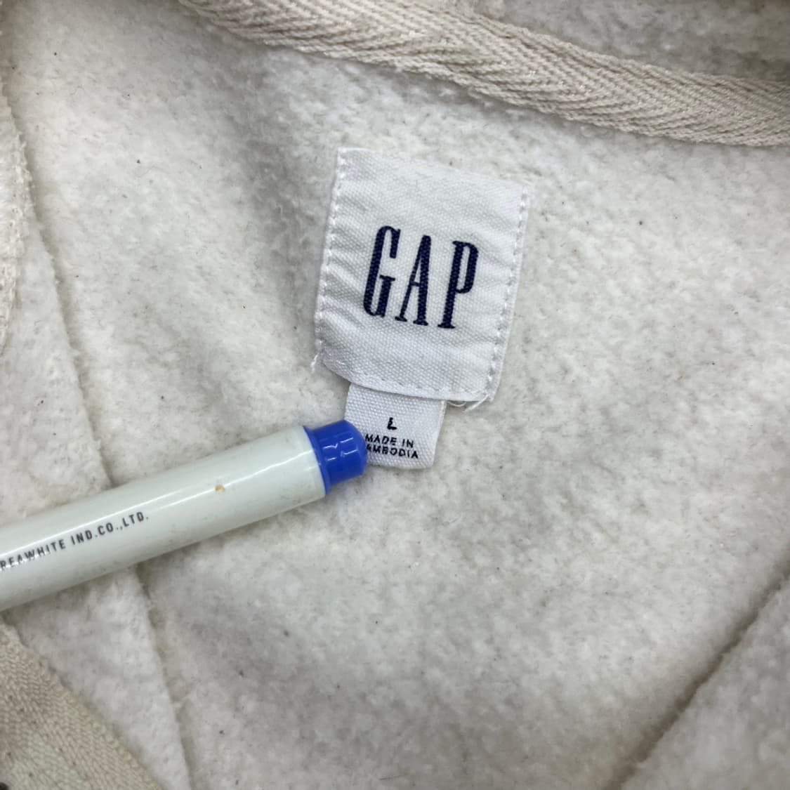 갭 센터로고 아이보리 후드집업 L 상품이미지5