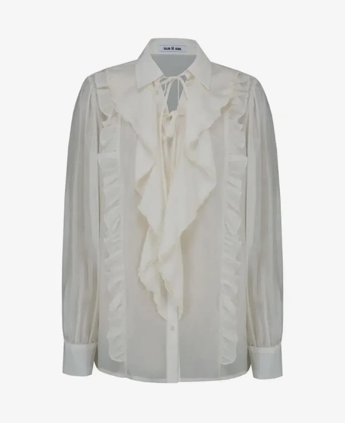 살롱드 서울 러플 페미닌 타이 블라우스 - 아이보리 상품이미지2
