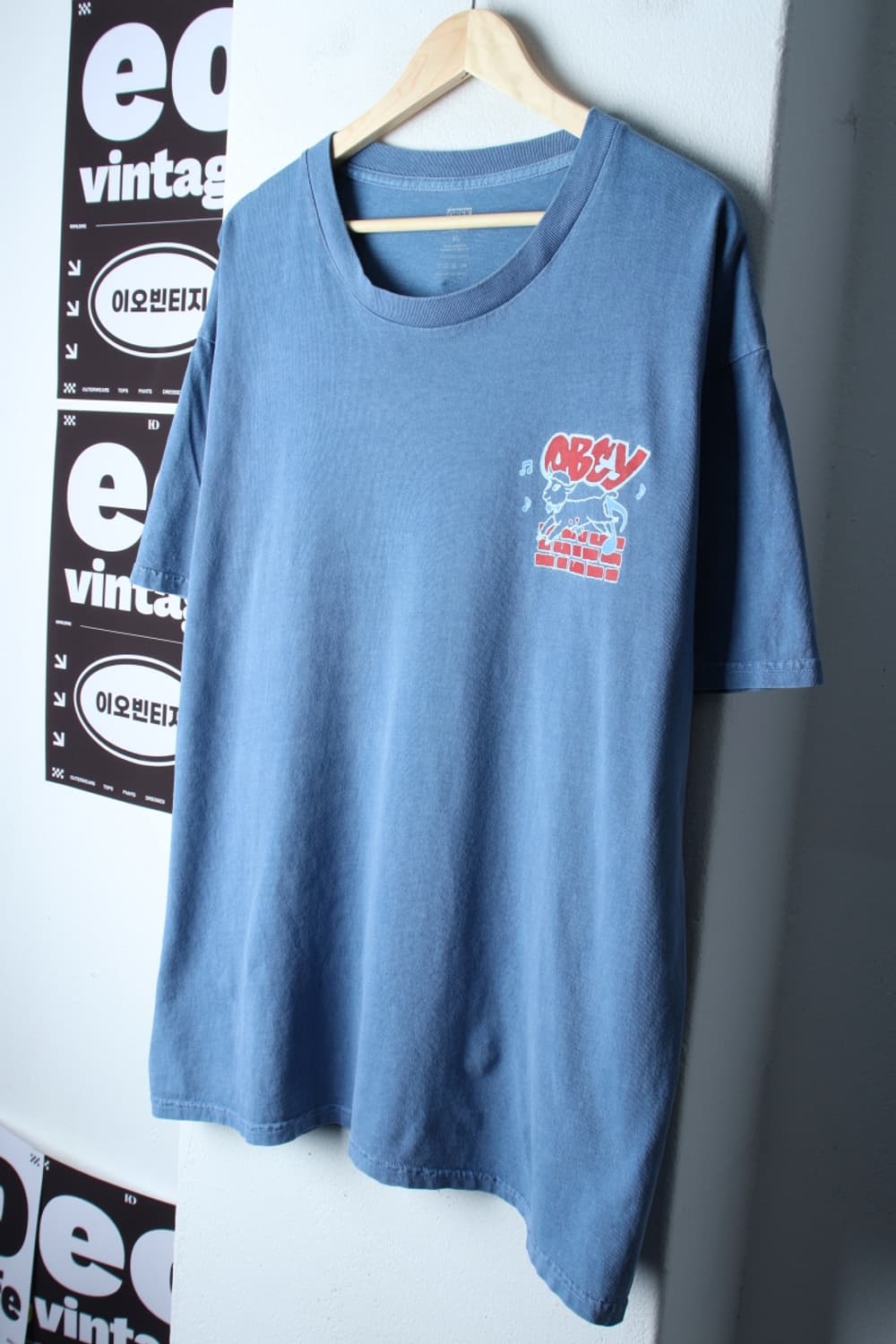 (XL-2XL) 오베이 반팔 티셔츠 빅사이즈 피그먼트 블루-H32225 상품이미지1