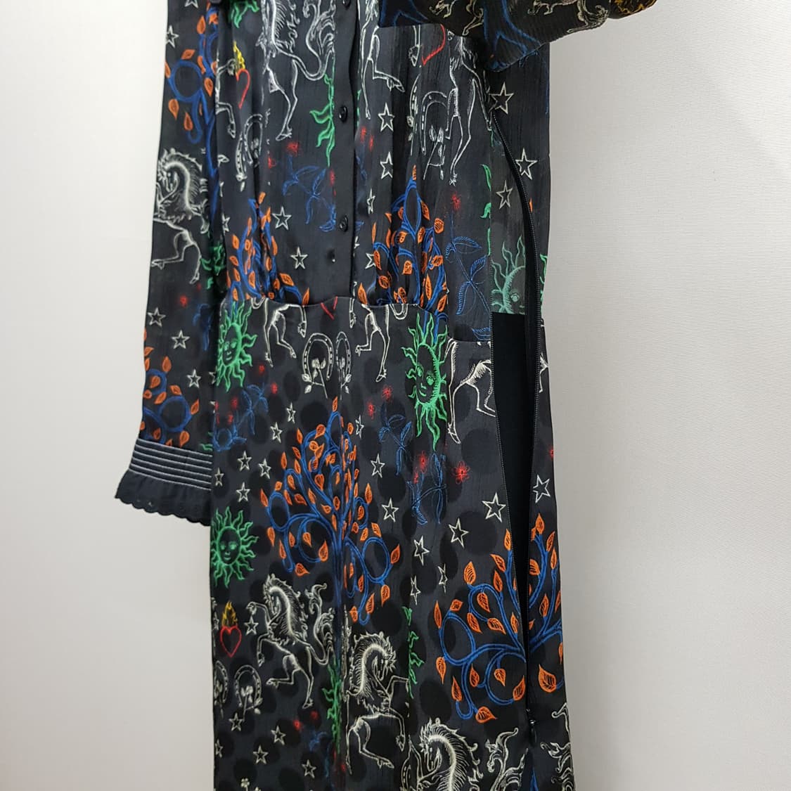 산드로 자수 카라 패턴 실크 혼방 원피스 36사이즈 상품이미지5