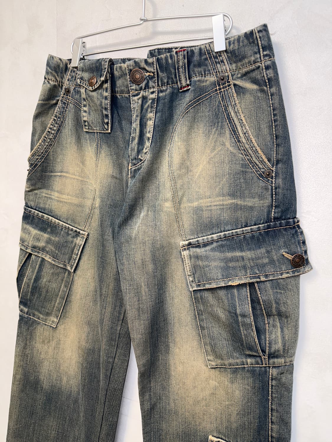 Washing denim multi pocket cargo pants  상품이미지2