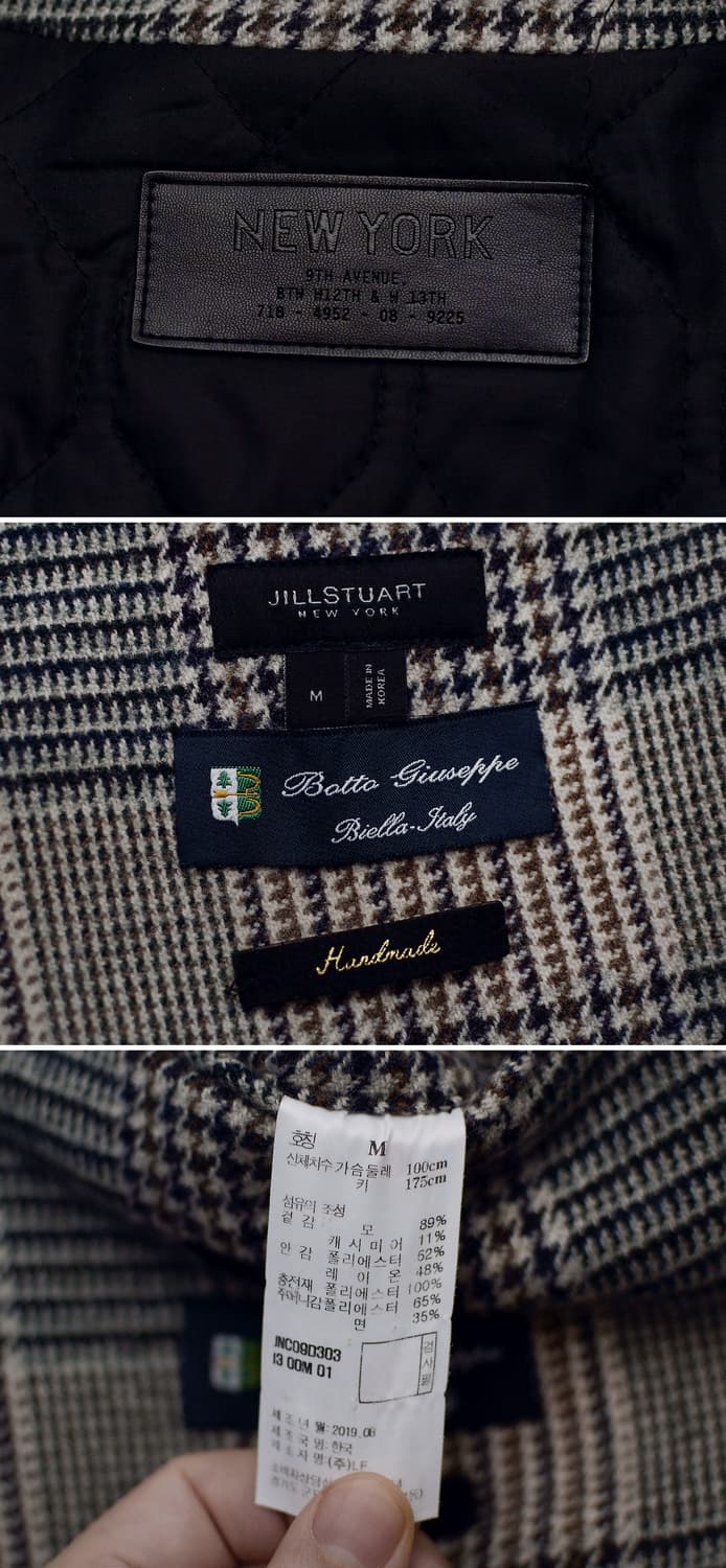 질스튜어트 뉴욕 글렌체크 울캐시미어 핸드메이드 코트 (100+) 상품이미지10