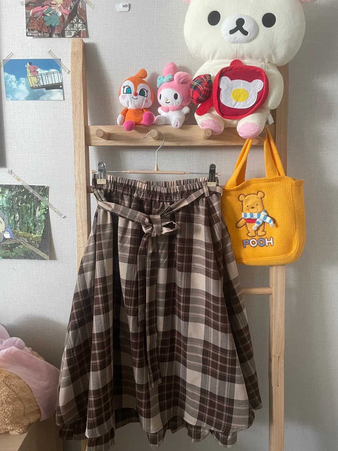 모리걸 빈티지 엑시즈팜 가디건 체크스커트 set🤍🤎 상품이미지3