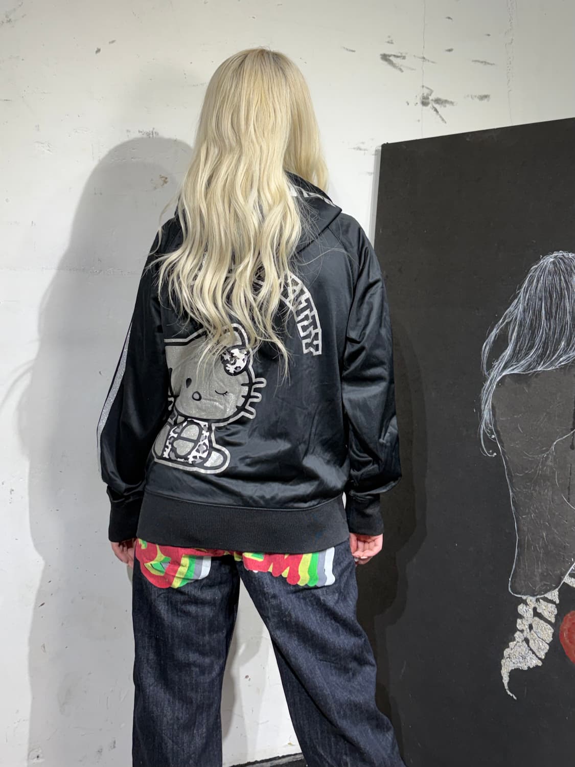 JPN 일본 빈티지 헬로키티 레오파드 호피 갸루 빅로고 져지 후드집업 M 상품이미지1