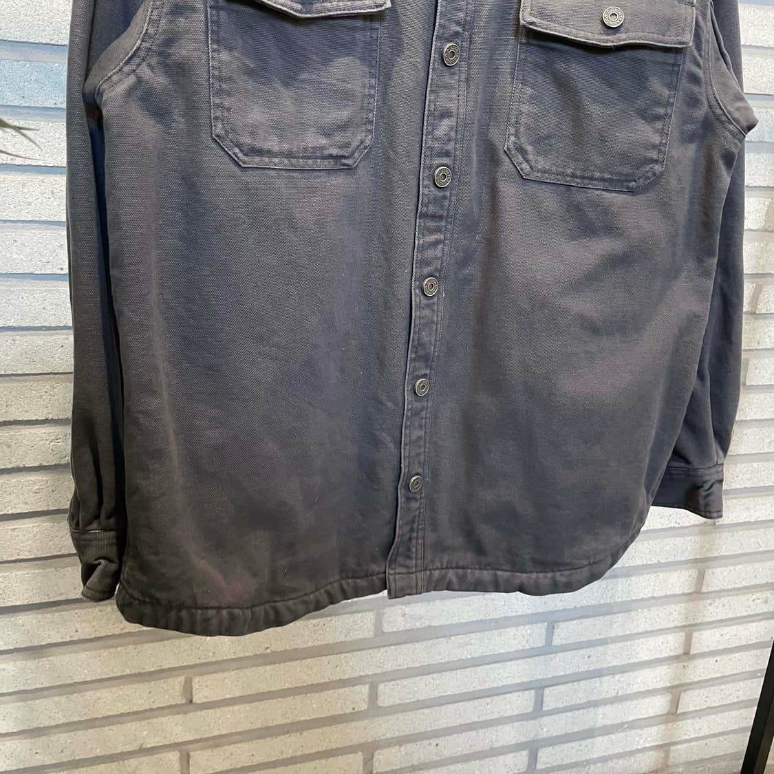 워크 셔츠 자켓 기모안감 투포켓 스냅버튼 디테일 그레이 상품이미지5